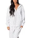 Edikted Bouquet Oversize Front Zip Cotton Blend Hoodie In Cream