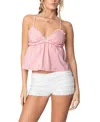 Edikted Bow Frill Babydoll Top In Light Pink