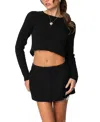 Edikted Bow Accent Cable Stitch Crop Sweater In Black