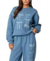 Edikted Bow Bliss Oversized Sweatshirt In Blue
