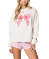Edikted Bow Graphic Sweatshirt In Cream