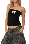 Edikted Bow Patch Tube Top In Black
