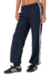 Edikted Bow Stripe Nylon Track Pants In Blue