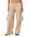 Edikted Bow Trim Cargo Parachute Pants In Beige