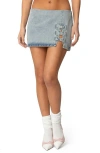 Edikted Bowdie Washed Denim Miniskirt In Blue