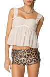 Edikted Bowe Mesh Babydoll Tank In Cream
