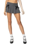 Edikted Bowen Pleated Pinstripe Miniskirt In Gray