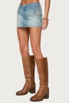 Edikted Bowiee Denim Mini Skirt In Blue/washed, Women's At Urban Outfitters In Blue