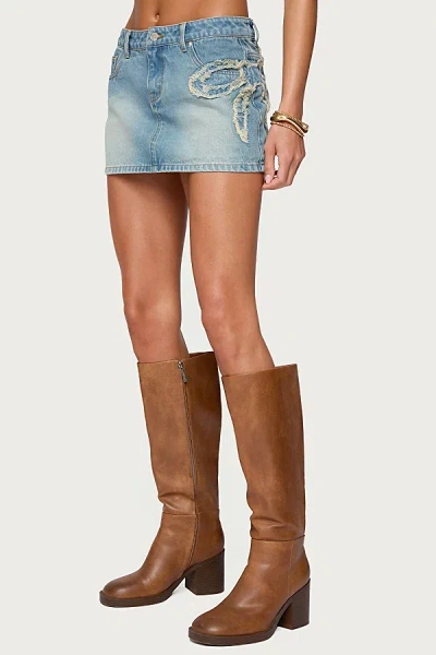 Edikted Bowiee Denim Mini Skirt In Blue/washed, Women's At Urban Outfitters