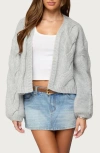 Edikted Braiden Chunky Cable Stitch Cardigan In Gray