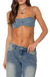 Edikted Brandy Denim Bralette In Blue-washed