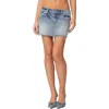 Edikted Brantley Raw Edge Cotton Denim Miniskirt In Blue