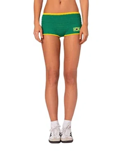Edikted Brasil Knit Cover-up Shorts In Green