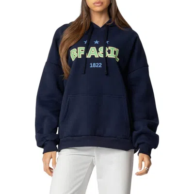 Edikted Brasil Oversize Hoodie In Navy