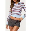 Edikted Brayden Stripe Polo Sweater In Blue