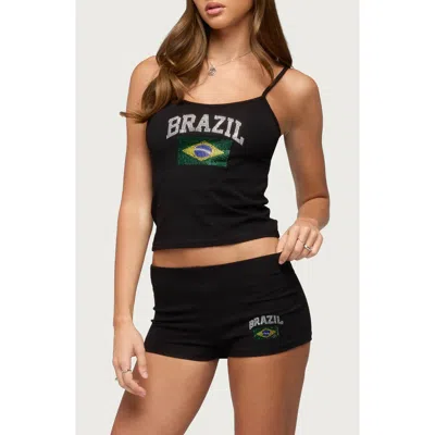 Edikted Brazil Rhinestone Crop Camisole In Black