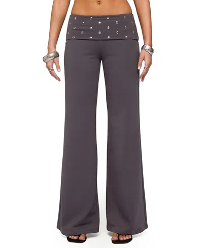 Edikted Breanna Studded Foldover Wide Leg Pants In Multi