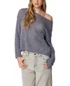 Edikted Bri One-shoulder Open Stitch Sweater In Blue
