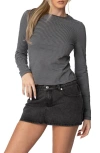 Edikted Brianna Stripe Stretch Cotton T-shirt In Dark-gray