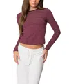 Edikted Brianna Stripe Stretch Cotton T-shirt In Burgundy