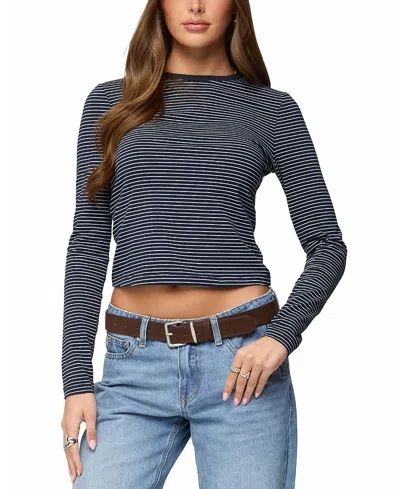 Edikted Brianna Striped Long Sleeve T Shirt In Multi
