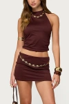 Edikted Briar Necklace Halter Crop Top In Brown