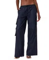 Edikted Bristol Linen Look Cargo Pants In Navy