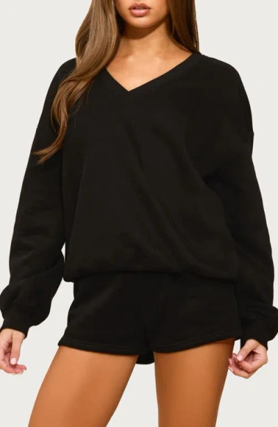 Edikted Bronte V-neck Sweatshirt In Black
