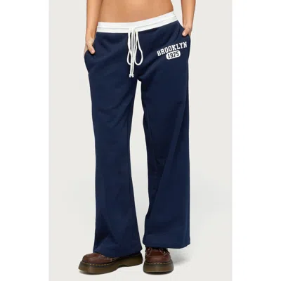 Edikted Brookie Cotton Graphic Sweatpants In Navy
