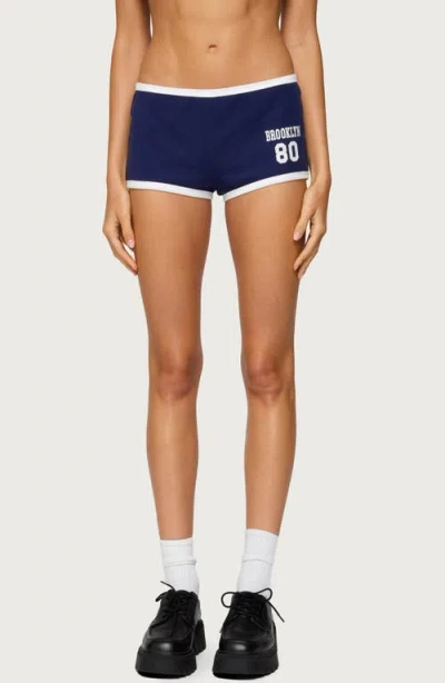Edikted Brooklyn Contrast Low Rise Micro Shorts In Blue