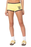Edikted Brooklyn Contrast Micro Shorts In Yellow