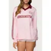 Edikted Brooklyn Johnny Collar Cotton Graphic T-shirt In Pink