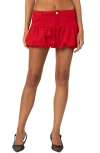 Edikted Denim Bubble Mini Skirt In Red