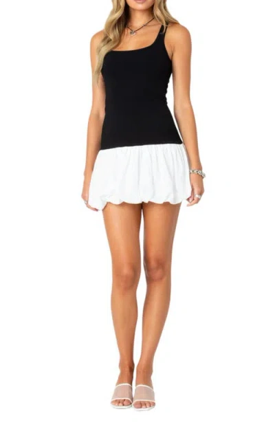 Edikted Bubble Hem Minidress In Black-and-white