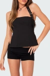 EDIKTED BUCKLE STRAP HALTER TOP