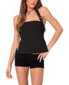 Edikted Buckle Strap Halter Top In Black
