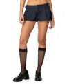 Edikted Buckled Pinstripe Bubble Shorts In Navy
