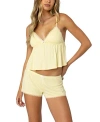 Edikted Buffy Lace Trim Crop Babydoll Camisole In Yellow