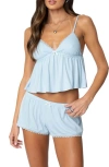 Edikted Buffy Crop Babydoll Camisole In Light-blue