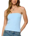 Edikted Shelf Bra Stretch Cotton Tube Top In Blue