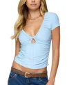 Edikted Burkley Keyhole Gathered Top In Blue