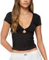 Edikted Burkley Keyhole Gathered Top In Black