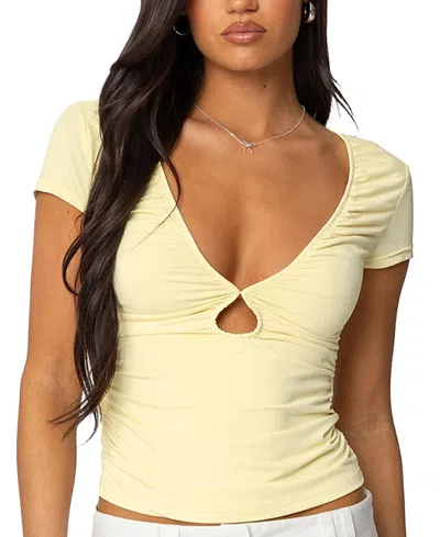 Edikted Burkley Keyhole Gathered Top In Yellow