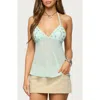 Edikted Iridescent Button Sheer Chiffon Halter Top In Blue