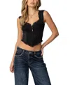 Edikted Button Front Lacey Corset In Black