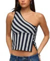 Edikted Stripe Side Button One-shoulder Top In Multi