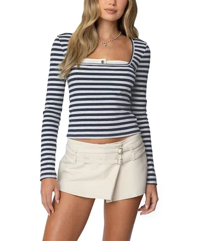 Edikted Stripe Long Sleeve Shirt In Mix