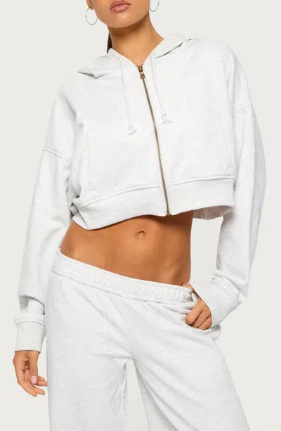 Edikted Byrdi Crop Zip-up Hoodie In Gray