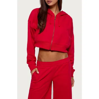 Edikted Byrdi Crop Zip-up Hoodie In Red