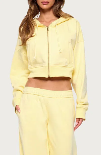 Edikted Byrdi Crop Zip-up Hoodie In Yellow